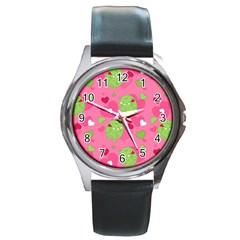 Monster Love Pattern Round Metal Watch by Bigfootshirtshop