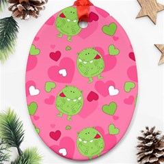 Monster Love Pattern Oval Ornament (two Sides) by Bigfootshirtshop