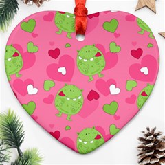 Monster Love Pattern Heart Ornament (two Sides) by Bigfootshirtshop