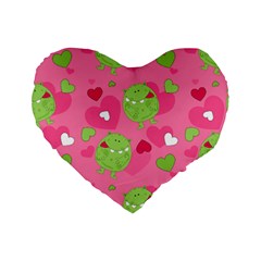 Monster Love Pattern Standard 16  Premium Heart Shape Cushions by Bigfootshirtshop