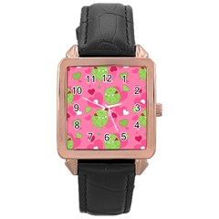 Monster Love Pattern Rose Gold Leather Watch  by Bigfootshirtshop