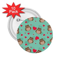 Owl Valentine s Day Pattern 2 25  Buttons (10 Pack)  by Bigfootshirtshop