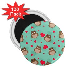 Owl Valentine s Day Pattern 2 25  Magnets (100 Pack)  by Bigfootshirtshop