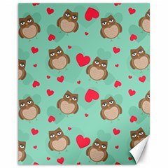 Owl Valentine s Day Pattern Canvas 11  X 14  