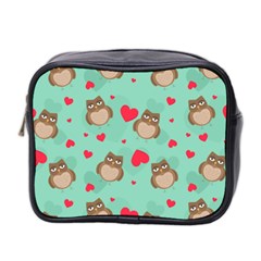 Owl Valentine s Day Pattern Mini Toiletries Bag 2-side by Bigfootshirtshop