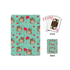 Owl Valentine s Day Pattern Playing Cards (mini)  by Bigfootshirtshop