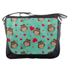 Owl Valentine s Day Pattern Messenger Bags by Bigfootshirtshop