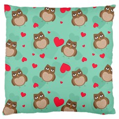 Owl Valentine s Day Pattern Large Cushion Case (one Side) by Bigfootshirtshop