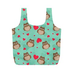 Owl Valentine s Day Pattern Full Print Recycle Bags (m)  by Bigfootshirtshop