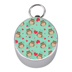 Owl Valentine s Day Pattern Mini Silver Compasses by Bigfootshirtshop