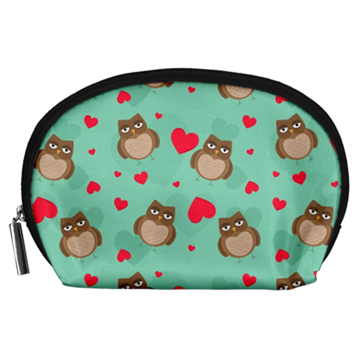 Owl Valentine s Day Pattern Accessory Pouches (Large) 