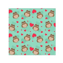 Owl Valentine s Day Pattern Small Satin Scarf (square) by Bigfootshirtshop