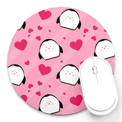 Penguin Love Pattern Round Mousepads by Bigfootshirtshop