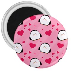 Penguin Love Pattern 3  Magnets by Bigfootshirtshop