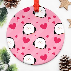 Penguin Love Pattern Ornament (round) by Bigfootshirtshop