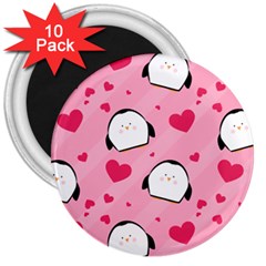 Penguin Love Pattern 3  Magnets (10 Pack)  by Bigfootshirtshop