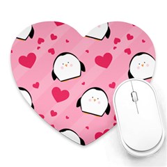 Penguin Love Pattern Heart Mousepads by Bigfootshirtshop