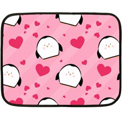 Penguin Love Pattern Double Sided Fleece Blanket (mini)  by Bigfootshirtshop