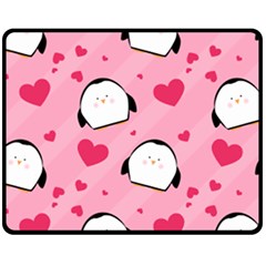 Penguin Love Pattern Fleece Blanket (medium)  by Bigfootshirtshop