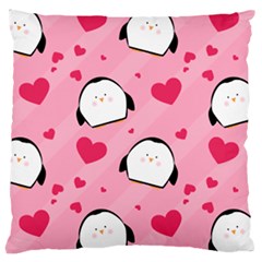 Penguin Love Pattern Large Cushion Case (two Sides) by Bigfootshirtshop