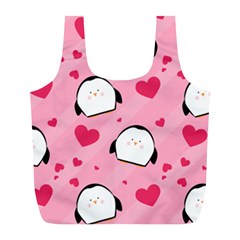 Penguin Love Pattern Full Print Recycle Bags (l) 