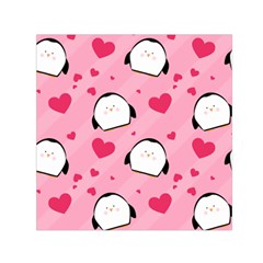 Penguin Love Pattern Small Satin Scarf (square) by Bigfootshirtshop