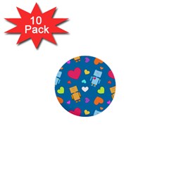 Robot Love Pattern 1  Mini Buttons (10 pack) 