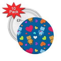 Robot Love Pattern 2.25  Buttons (10 pack) 