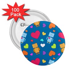 Robot Love Pattern 2.25  Buttons (100 pack) 