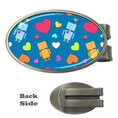 Robot Love Pattern Money Clips (Oval) 