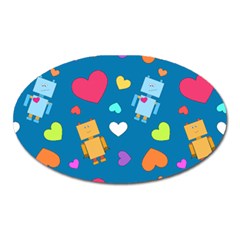 Robot Love Pattern Oval Magnet