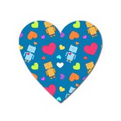 Robot Love Pattern Heart Magnet by Bigfootshirtshop