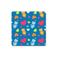 Robot Love Pattern Square Magnet