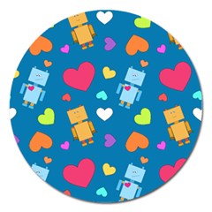 Robot Love Pattern Magnet 5  (Round)