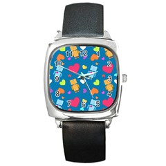 Robot Love Pattern Square Metal Watch by Bigfootshirtshop