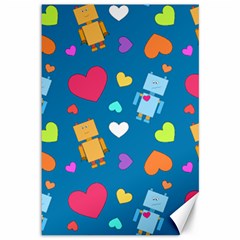 Robot Love Pattern Canvas 12  x 18  