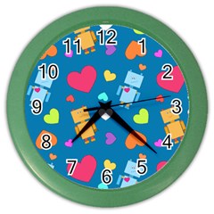 Robot Love Pattern Color Wall Clocks