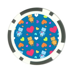 Robot Love Pattern Poker Chip Card Guard