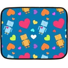 Robot Love Pattern Fleece Blanket (Mini)