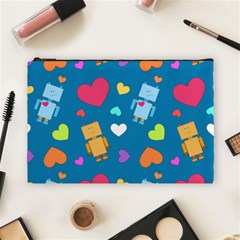 Robot Love Pattern Cosmetic Bag (Large) 