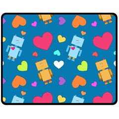 Robot Love Pattern Fleece Blanket (Medium) 