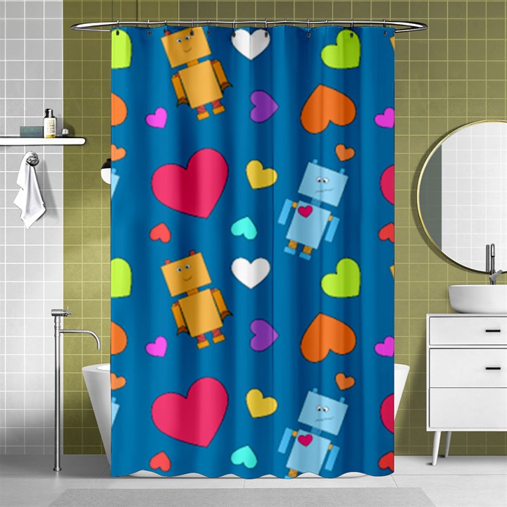 Robot Love Pattern Shower Curtain 48  x 72  (Small) 