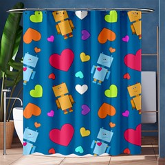 Robot Love Pattern Shower Curtain 60  x 72  (Medium) 