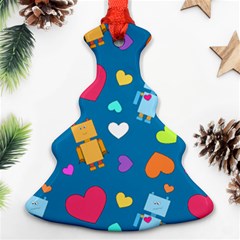 Robot Love Pattern Christmas Tree Ornament (Two Sides)