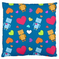 Robot Love Pattern Large Cushion Case (One Side)