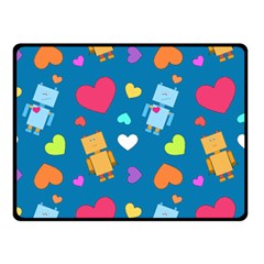 Robot Love Pattern Double Sided Fleece Blanket (Small) 