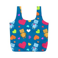 Robot Love Pattern Full Print Recycle Bags (m)  by Bigfootshirtshop