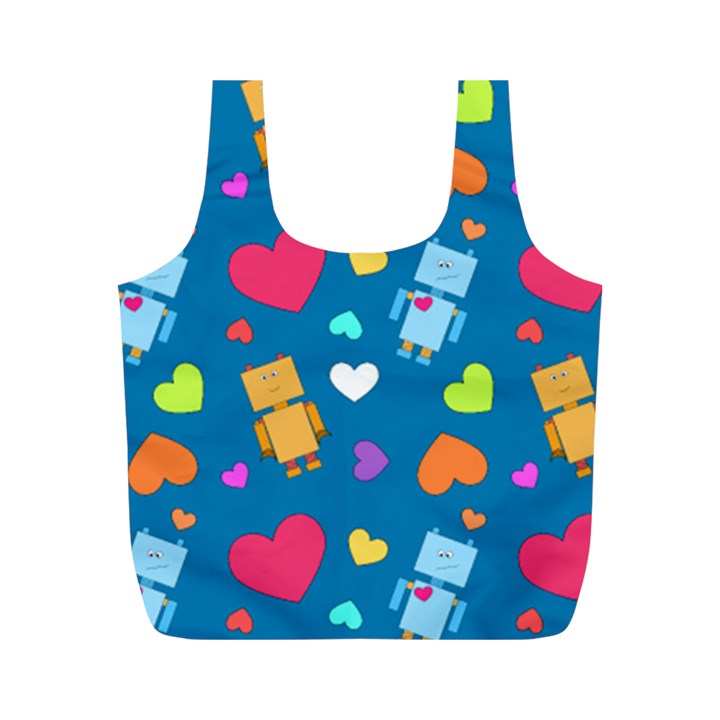 Robot Love Pattern Full Print Recycle Bags (M) 