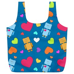 Robot Love Pattern Full Print Recycle Bags (L) 