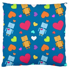 Robot Love Pattern Large Flano Cushion Case (One Side)